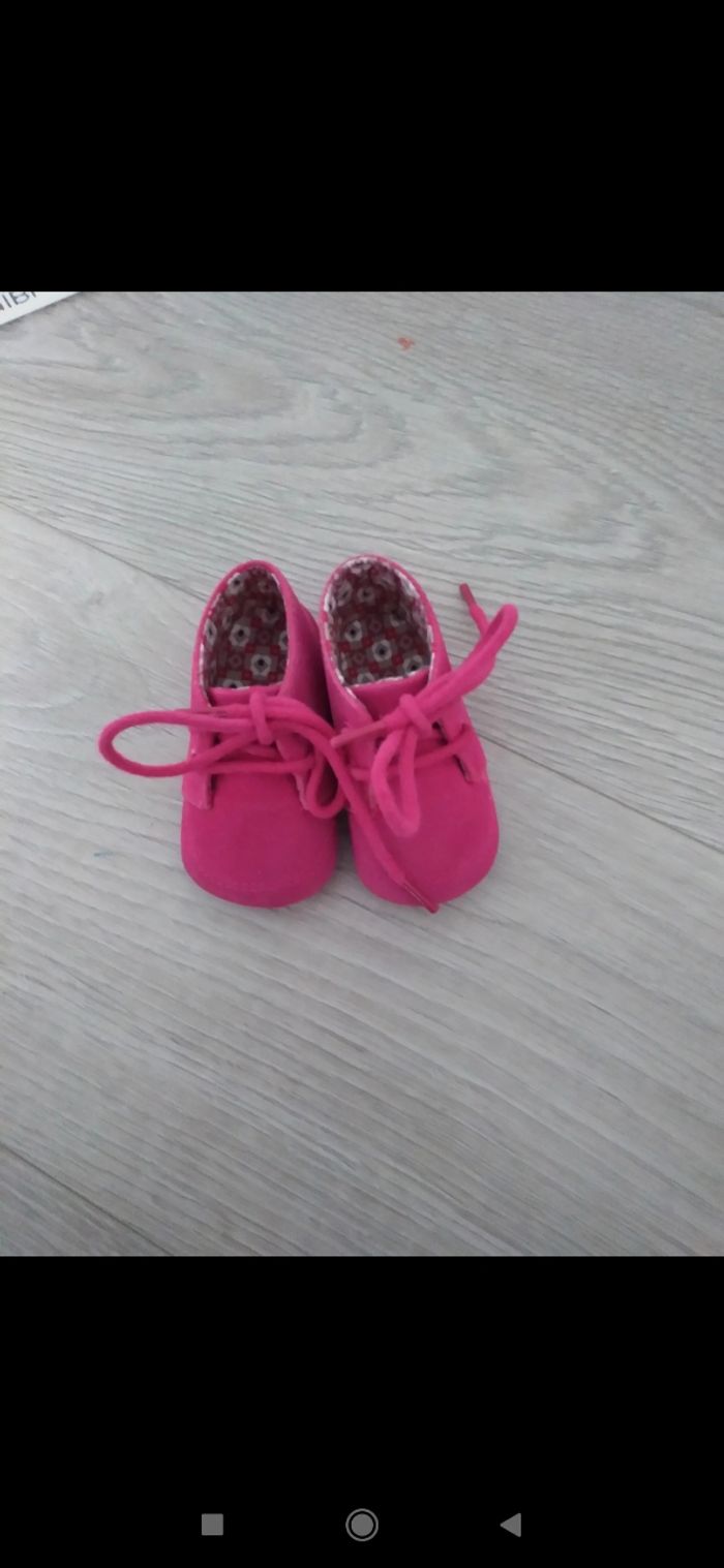 Chaussures roses à lacets bébé Obaïbi 1/6mois - photo numéro 2