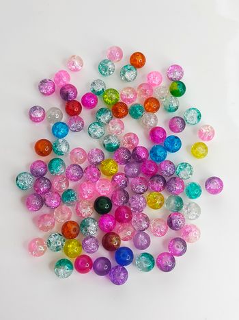 100 perles 8mm craquelées en verre Lot n°5623