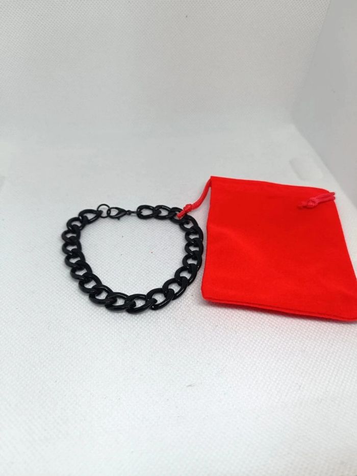 Bracelet gourmette gros maillon noir - photo numéro 4