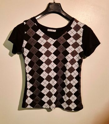 T-shirt à motif losanges (Argyle) - Style Preppy / Y2K