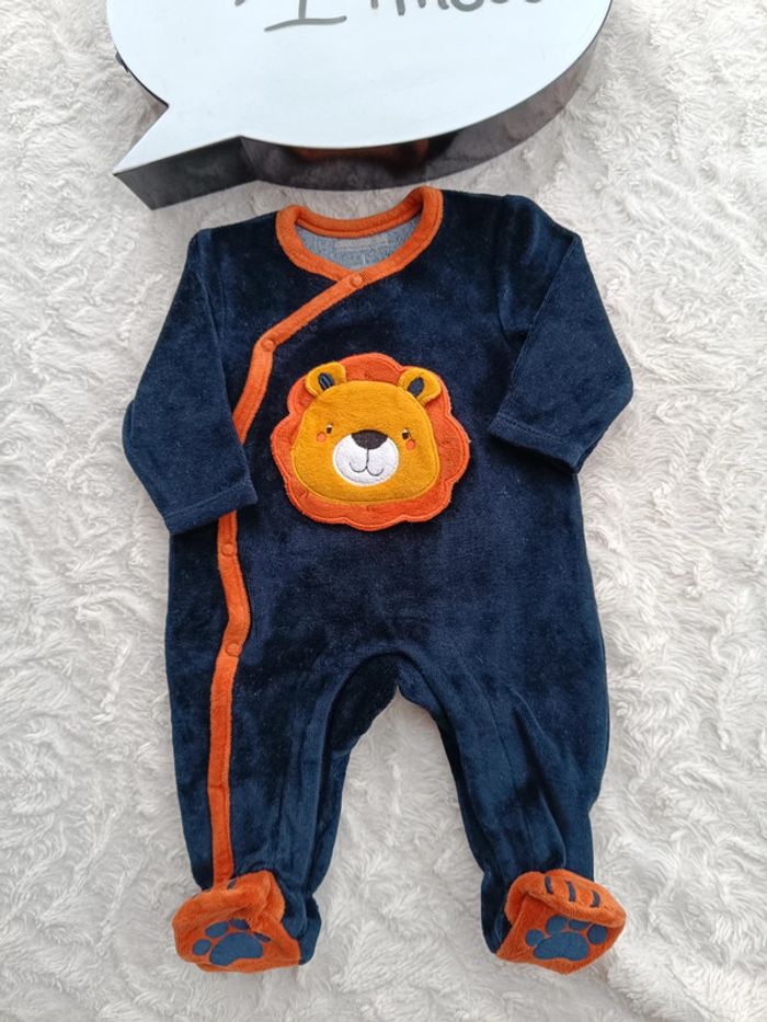 Pyjama grenouillère velours Garçon 1 mois Lion Orchestra - photo numéro 2