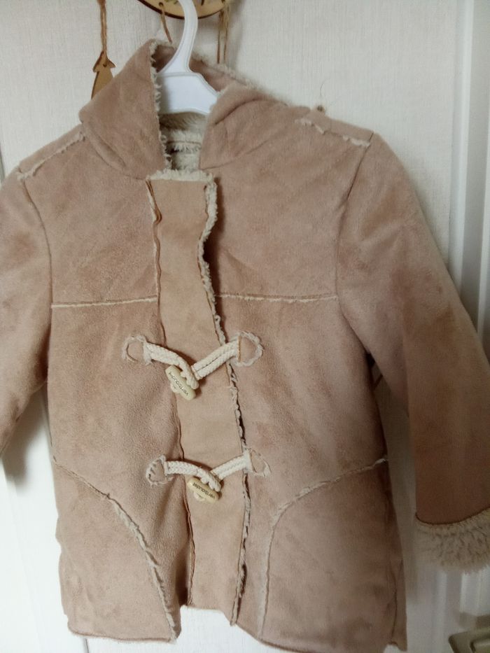 Manteau Verbaudet fille 2 ans, 24 mois, Daim, doublure amovible, beige, blanc, chaud - photo numéro 4