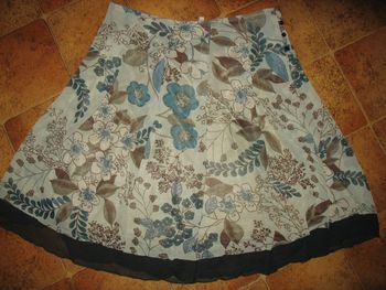 JUPE COURTE VOILE KAKI A FLEURS "KOOKAI" - TAILLE 1 - n°01