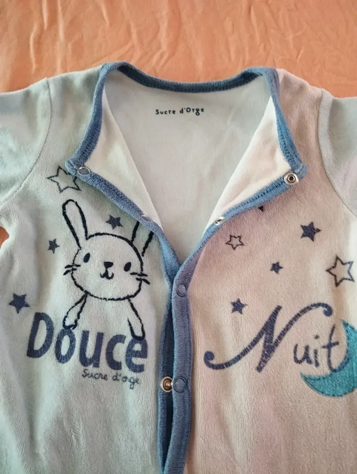 * Pyjama chaud bicolor motifs lapin étoiles T6M Sucre d'orge - photo numéro 2