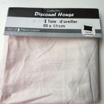 Taie d'oreiller rose clair 100% coton de 50 x 60 cm