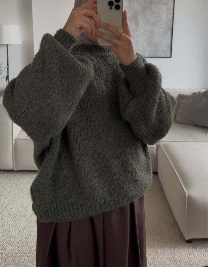 Pull maille oversize kaki