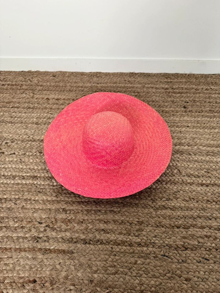 Chapeau paille rose été hut hat Sombrero Cappello hoed Chapéu plage playa - photo numéro 2