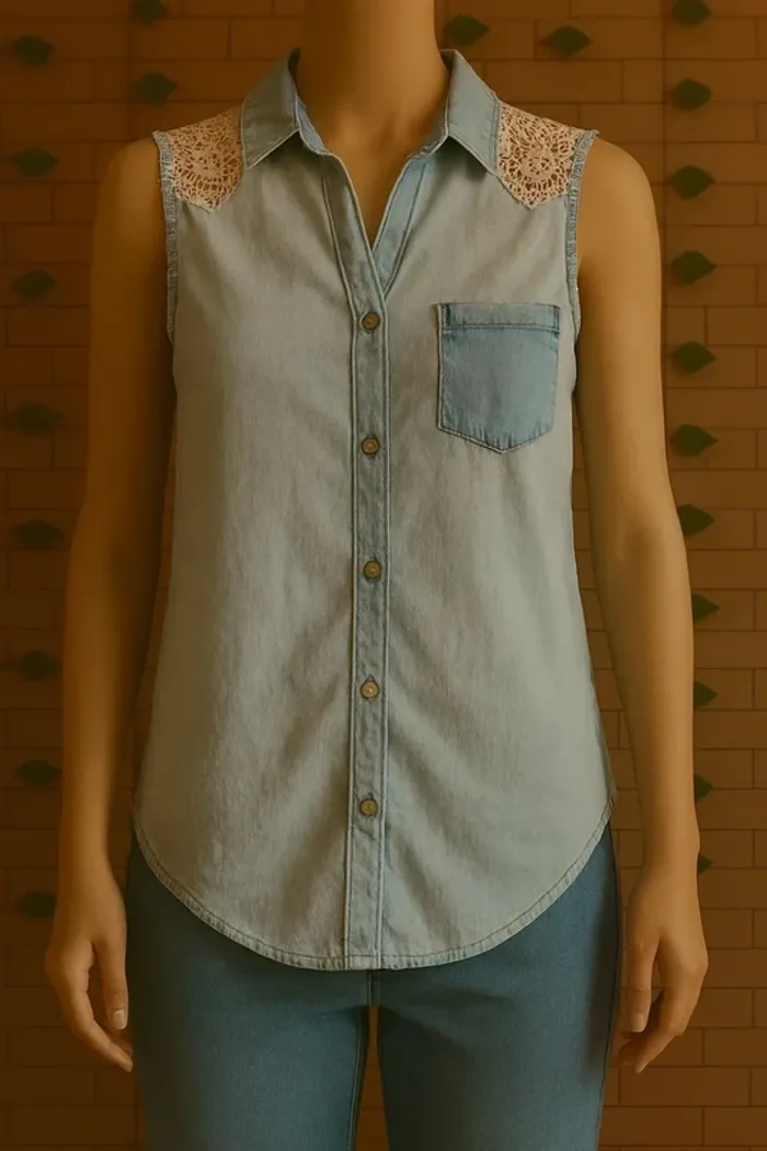 🌸Blouse jeans Dentelle Megazzer Taille 36🌸