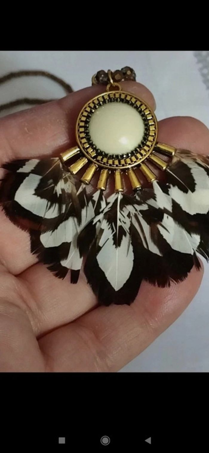 Collier perles et plumes - photo numéro 4