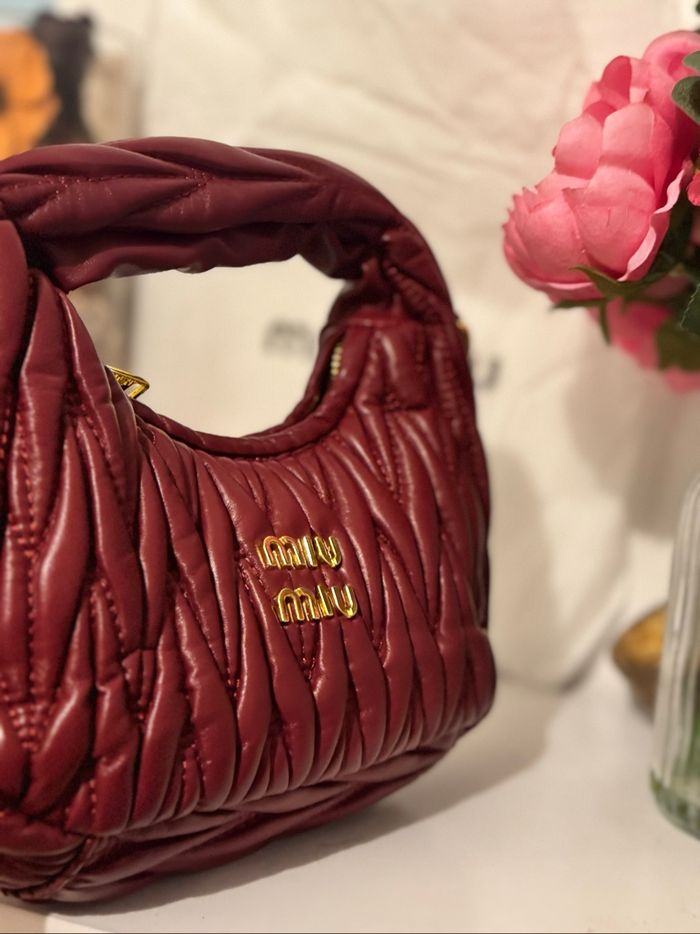 Sac miu miu matelassé - rouge bordeaux - photo numéro 4