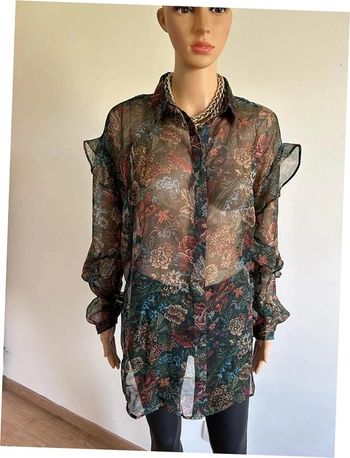 Blouse imprimée transparente neuve à manches longues Morgan taille 38 (valeur 60€)