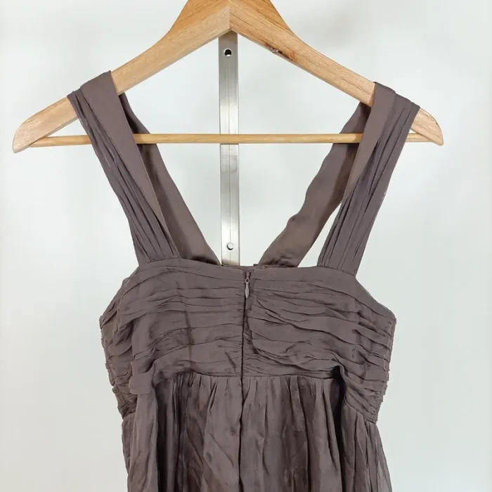 Robe 1.2.3 Paris marron bustier plissé à larges bretelles - Taille 40 A1228 - photo numéro 5