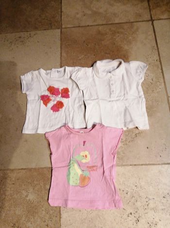 Lot de 3 t shirt manches courtes fille en 6 mois
