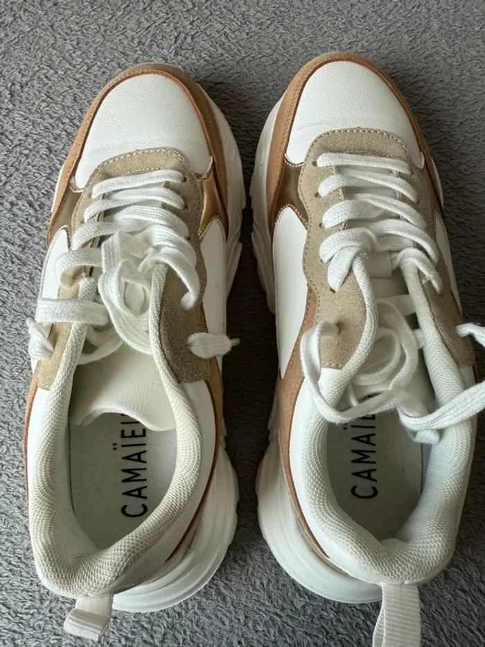 Basket femme Camaïeu – taille 38 – blanc et doré – excellent état - photo numéro 6