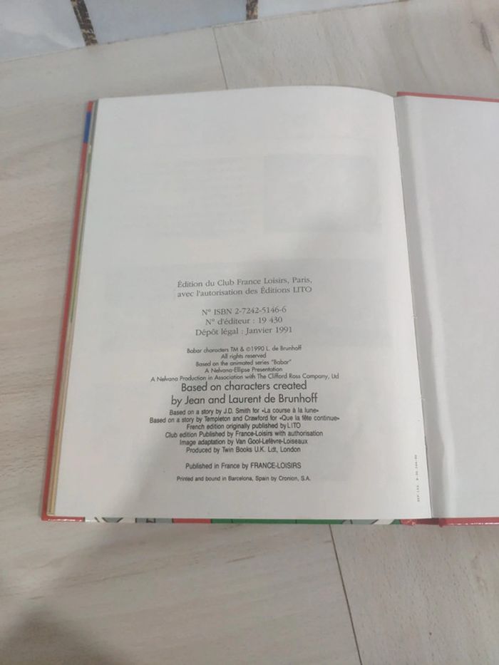 Livre vintage rétro Babar raconte la course à la lune la fête continue 1991 - photo numéro 10