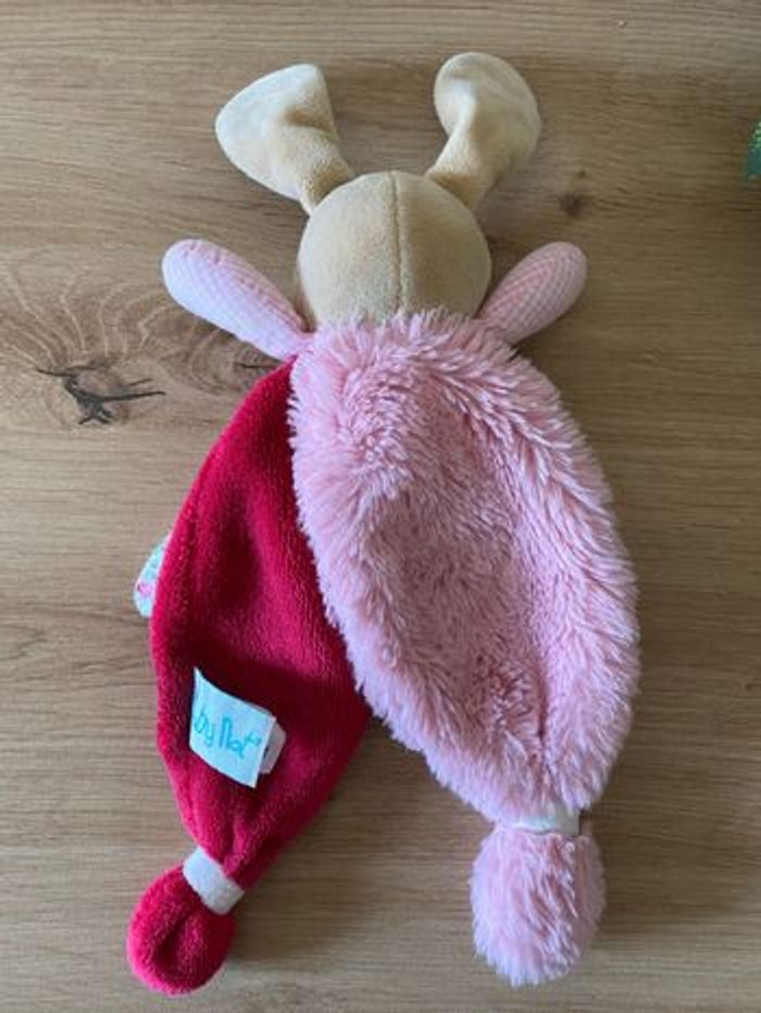 Doudou plat lapin poupi rose liens fleurs baby nat - photo numéro 2
