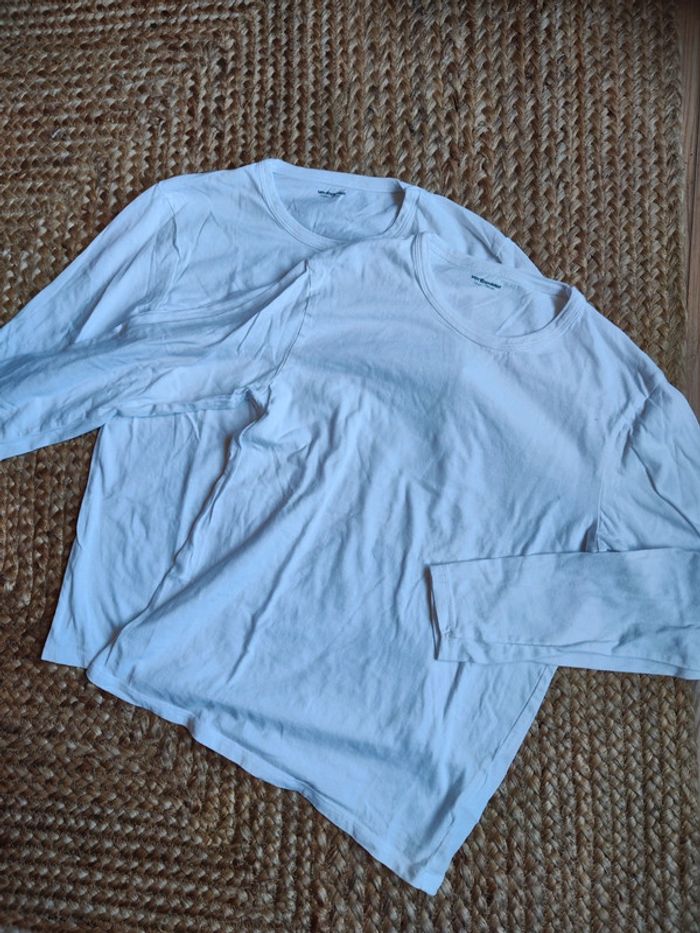 Lot 2 tee shirt ML blanc 12 ans