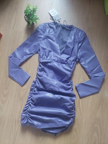 Robe drapée simili cuir violet T.S Zara neuve 💜