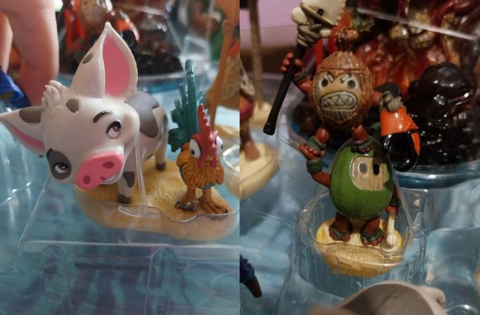 2 Figurines Pua Hei Hei et guerriers Kakamora Moana Disney Store