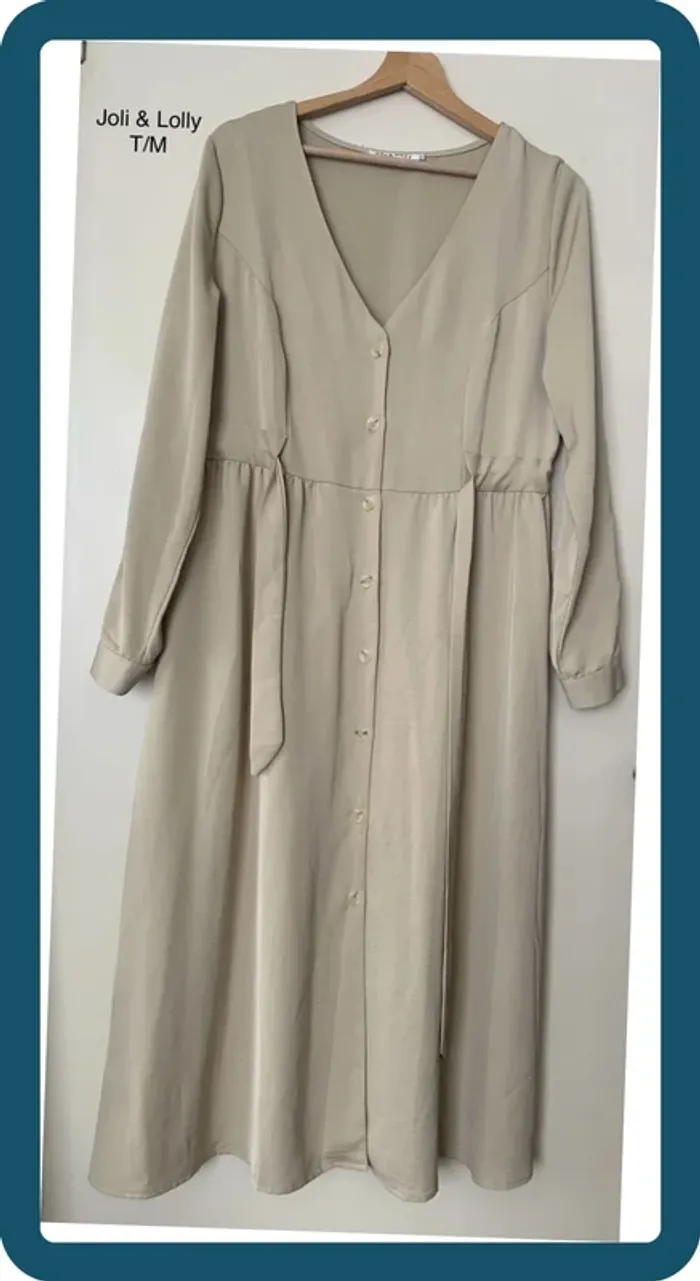 Robe beige chic satinée Joli&Lolly T/M