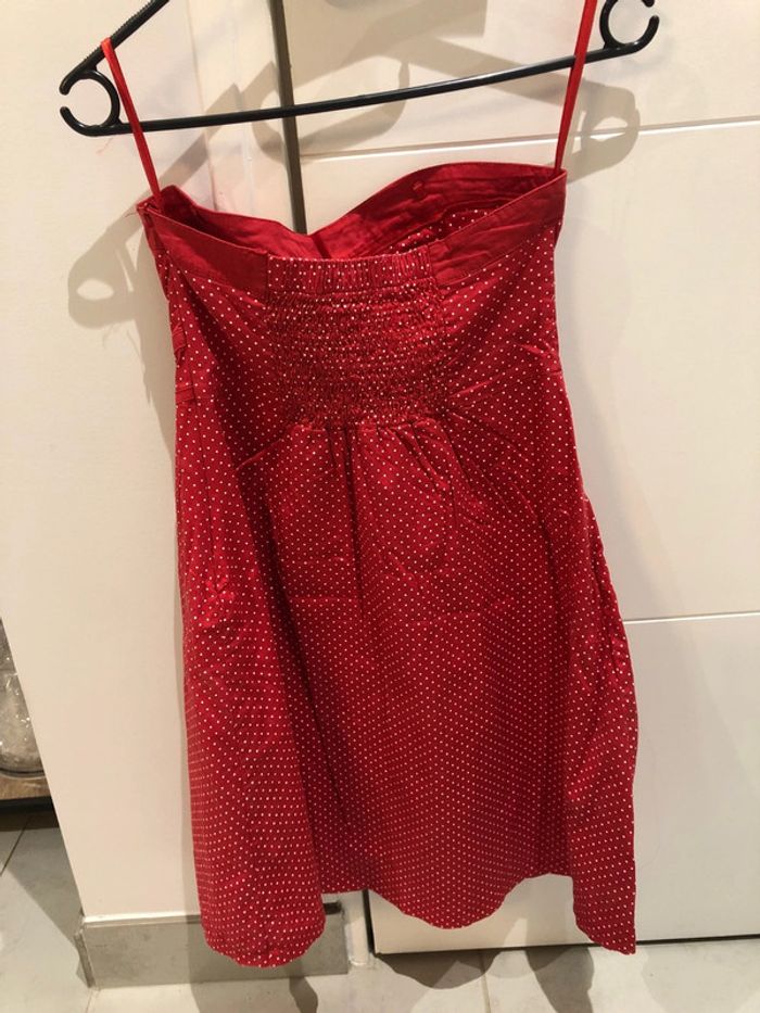 Robe bustier rouge à pois blancs - photo numéro 2