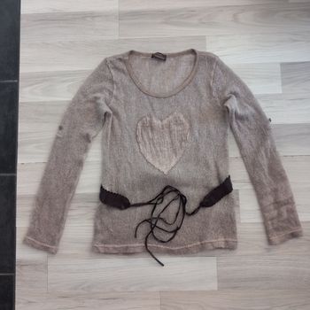 Pull femme avec ceinture avec cœur brodé Compagnie des Aventures taille M