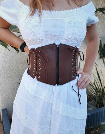 A48 ceinture gaine corset vintage rétro ajustable marron
