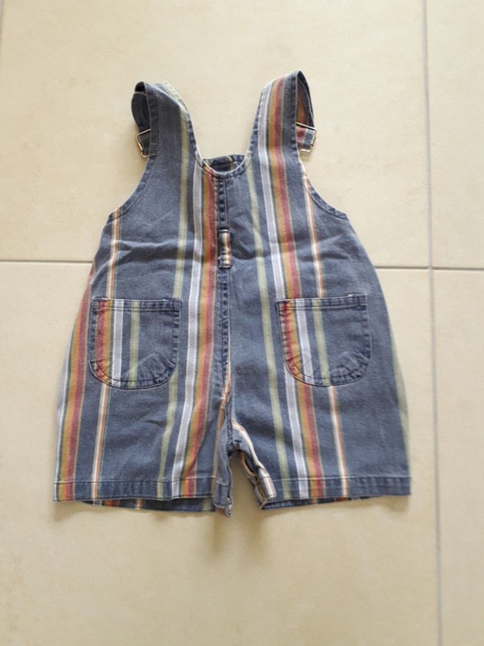 Salopette jeans courte - 6 mois - photo numéro 2