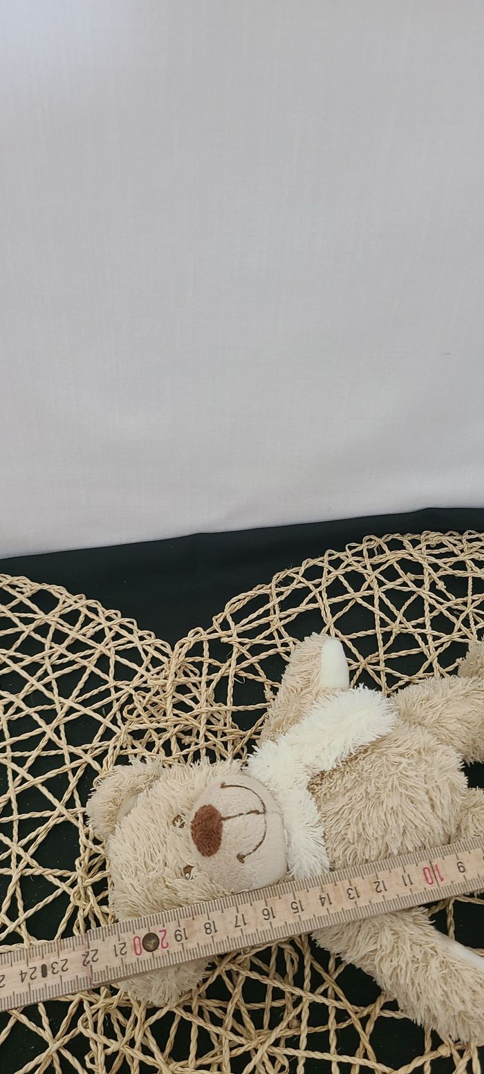 Doudou peluche ours beige écharpe blanche Tex Baby 20 cm - photo numéro 2