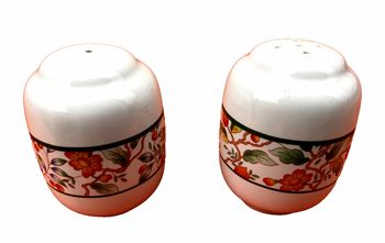 Salière / Poivrière  Céramique blanche Décor frise florale