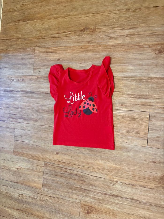 Ensemble short + t-shirt rouge coccinelle - photo numéro 4
