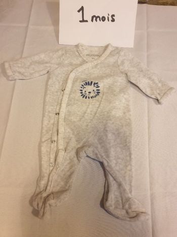 Pyjama 1 mois gris lion
