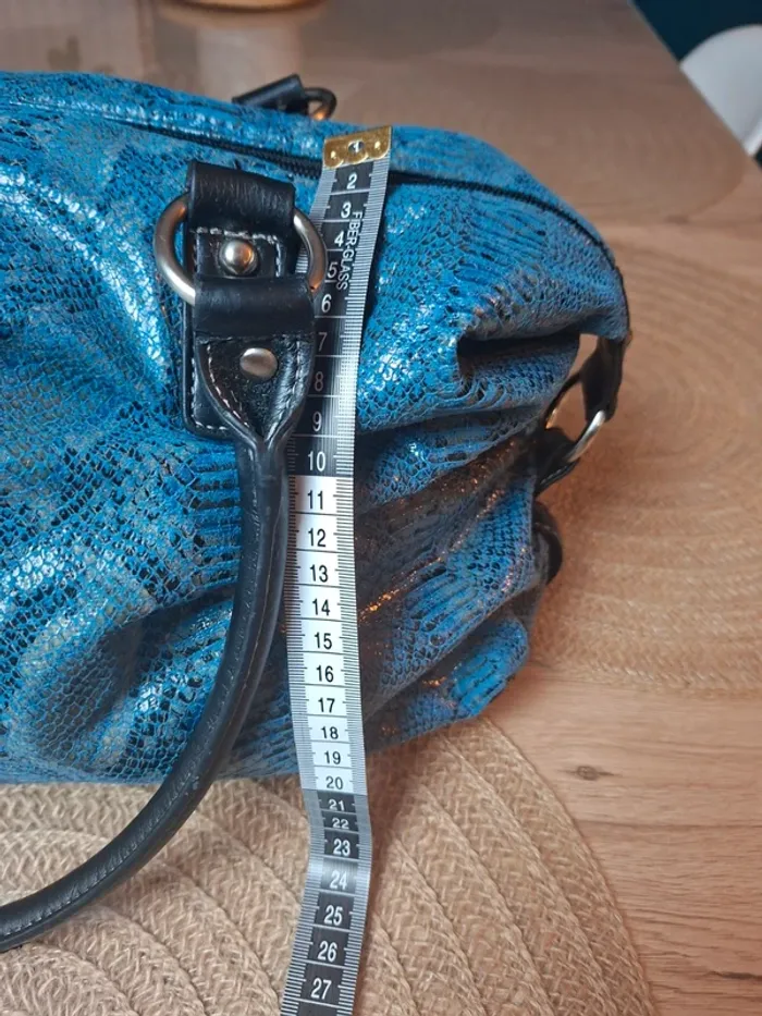 Sac à main Picard cuir effet python bleu et noir - photo numéro 12