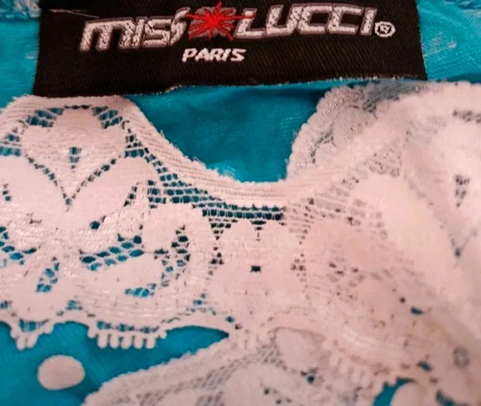 Haut turquoise blanc Miss Lucci Taille 3 (38/40) Neuf - photo numéro 5
