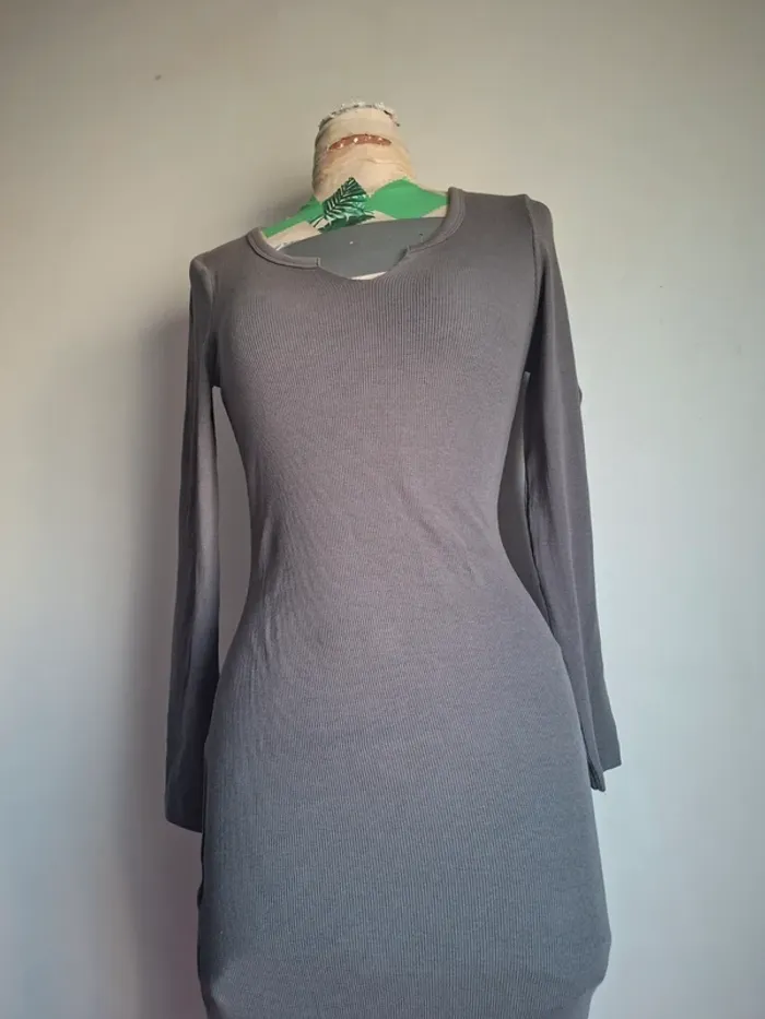 Robe longue côtelée gris Brave Soul, taille XS, neuve - photo numéro 2