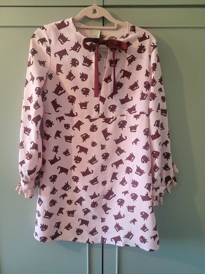 PINKO Mini-robe rose pâle avec imprimé chat