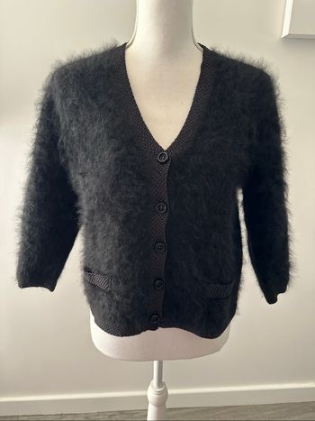 Cardigan noir en angora Vintage T38 M