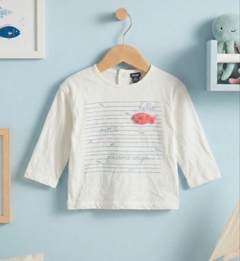 T-shirt bébé manches longues Kiabi 6 mois - "Petits poissons rouges"