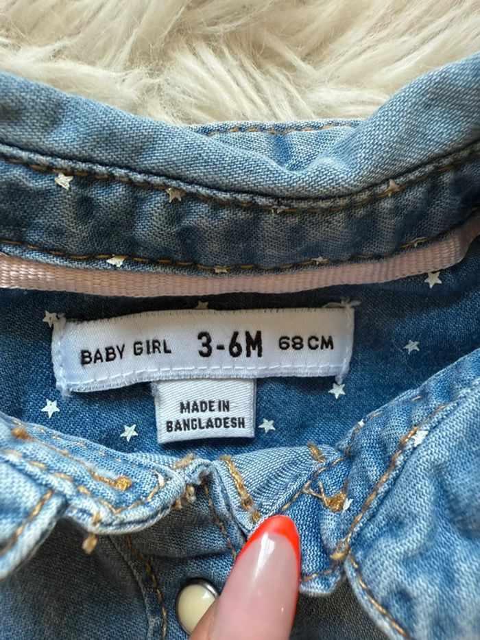 Chemise bébé fille en jean - photo numéro 2