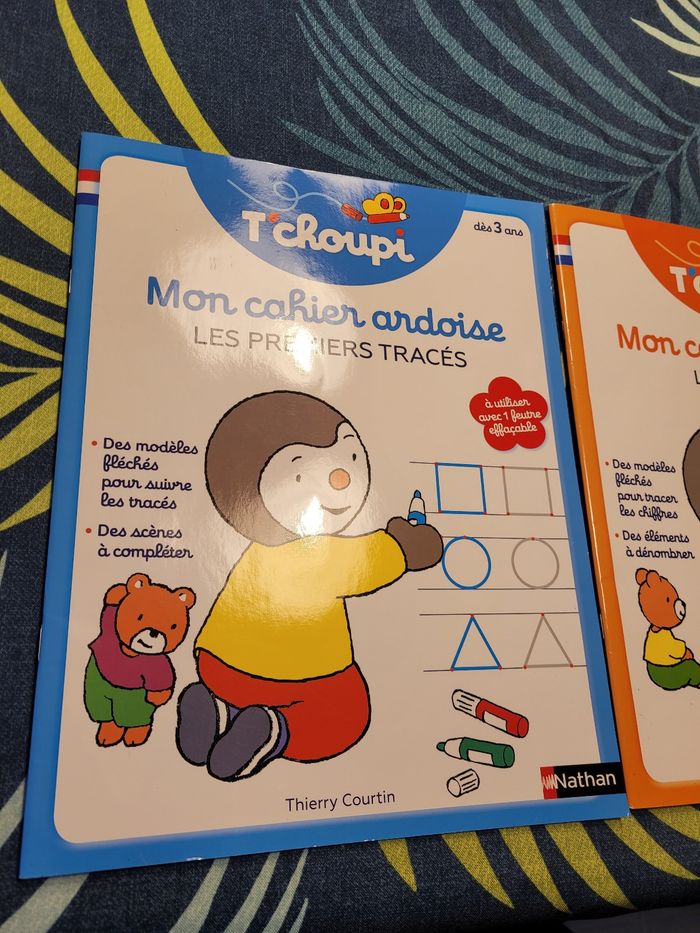 Lot de deux cahiers activité ardoise effaçables t'choupi les premiers tracés et les chiffres - photo numéro 3