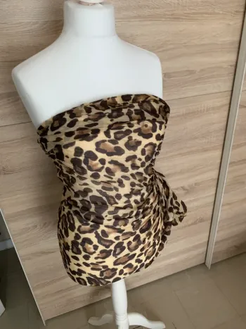 Long foulard léopard marron