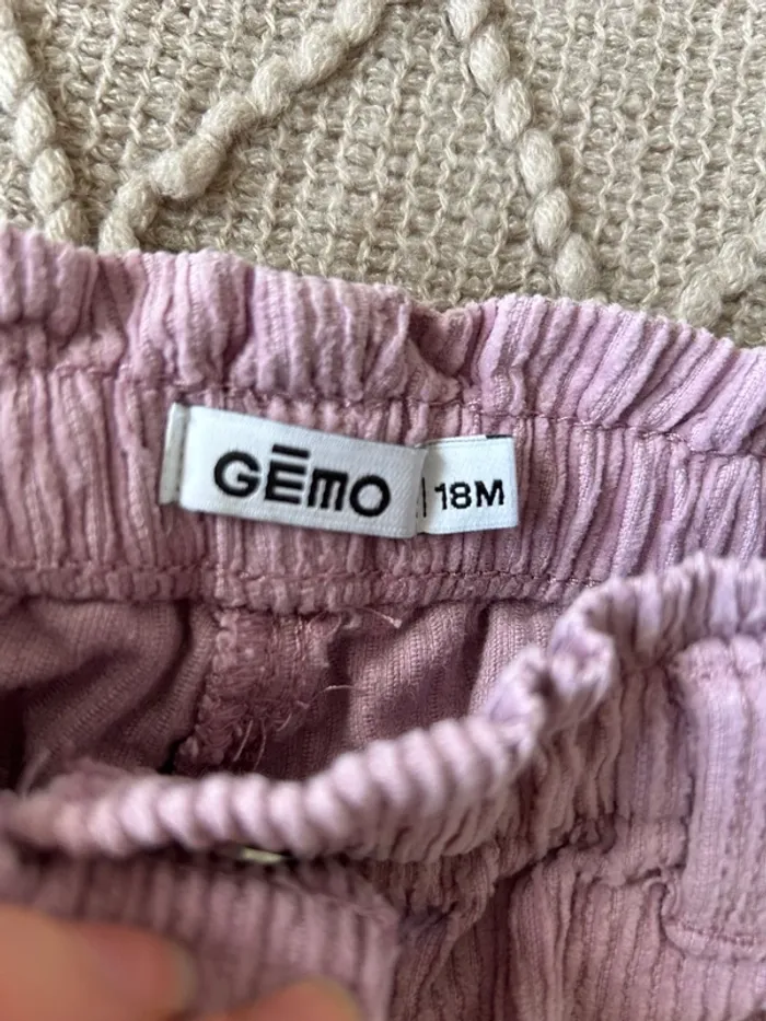 Pantalon velours côtelé mauve 18 mois - photo numéro 2