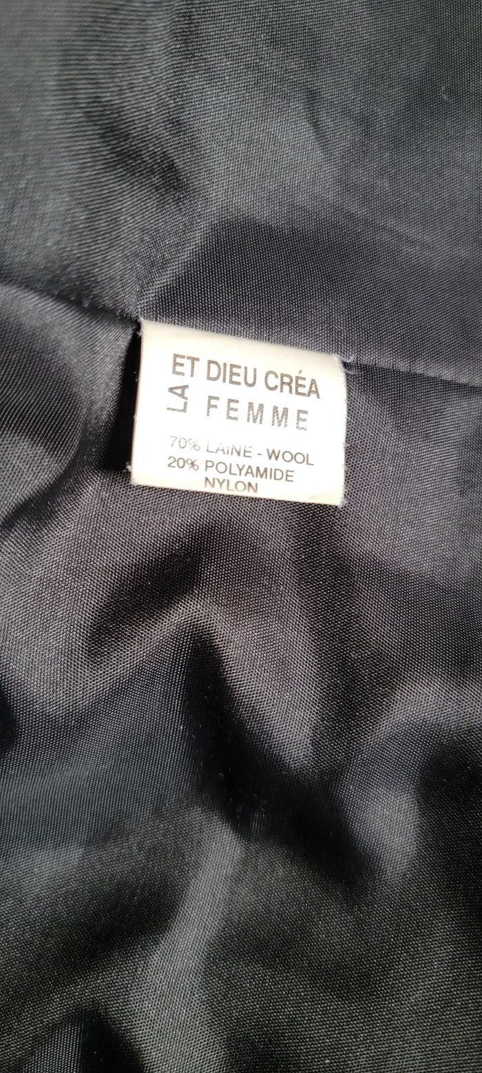 Beau manteau "Et Dieu créa la femme" noir mi-long taille 44 #style slave laine et cachemire - photo numéro 4