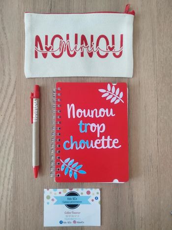 Ensemble nounou trousse, carnet et stylo