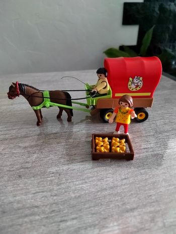 Petite calèche playmobil avec enfant et poney