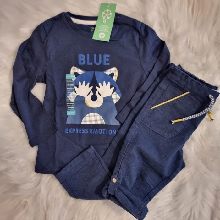 NEUFS 😍💙🤩 SUPERBE ensemble pantalon ,toile épaisse (mobulable en bermuda)  18 mois et teeshirt 23 mois garçon💙🤩😍