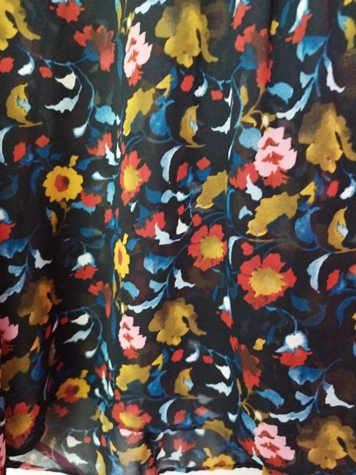 Blouse en voile a motif fleuri femme zara taille s 3 - photo numéro 2