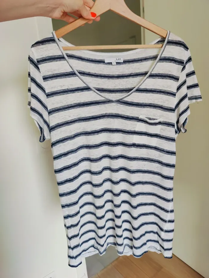 T-shirt fluide en lin à rayures - photo numéro 4