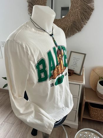 T-shirt manches longues coton blanc Disney Bambi