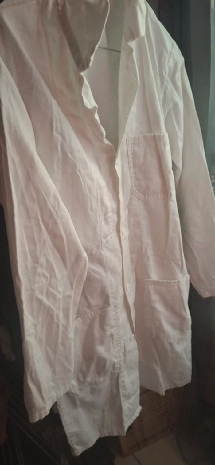 Tablier blanc laboratoire 100/ coton - photo numéro 3